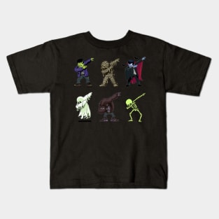Dabbing Halloween Creatures Skeleton Zombie Dab Kids T-Shirt